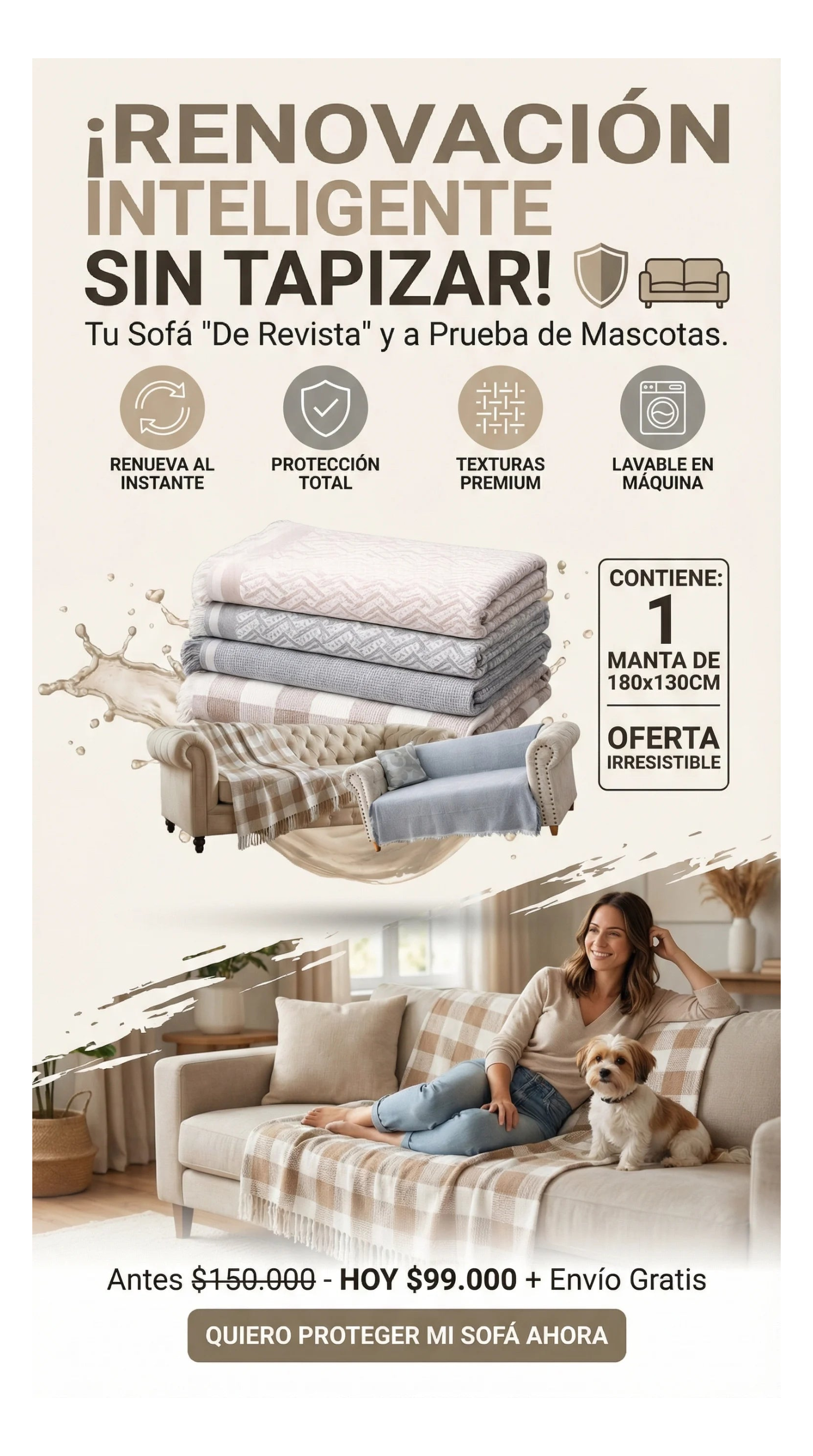 Manta Protectora Premium para Sofá.